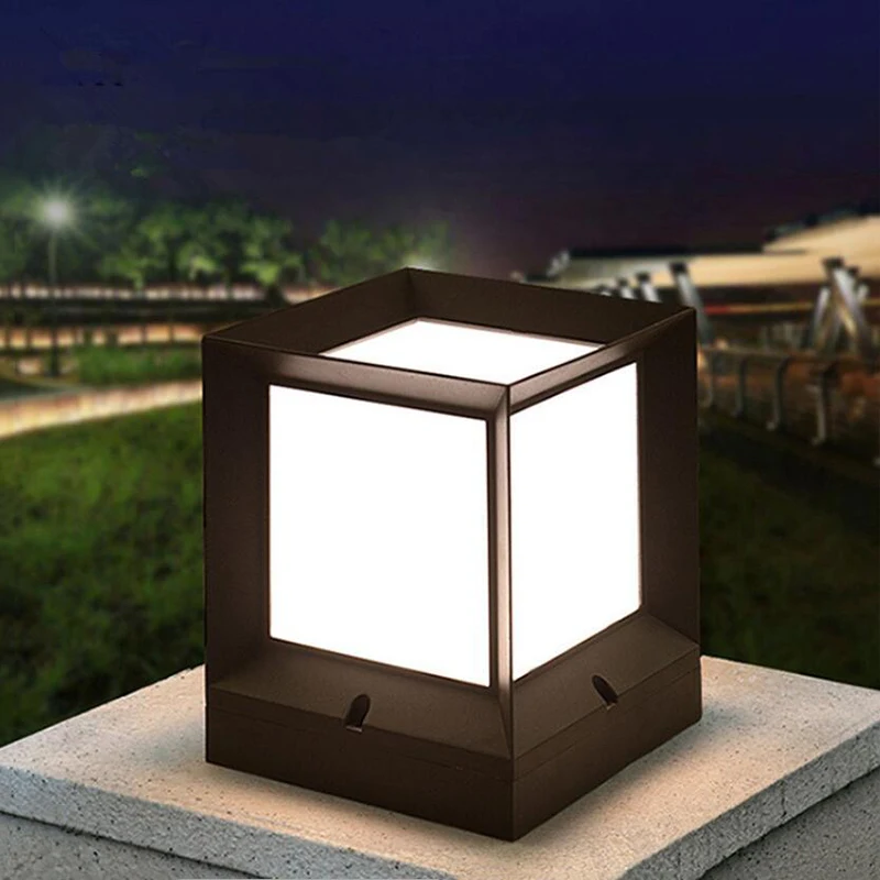 Nordic minimalist LED column head lamp outdoor waterproof IP55 square wall lamp project waterproof column lamp