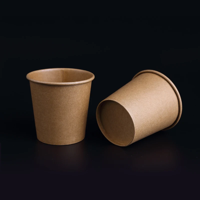 100pcs/pack 100ml Small Kraft Paper Cups Disposable Coffee Thick Cup For Hot Drinking Birthday Party Supplies Outdoor