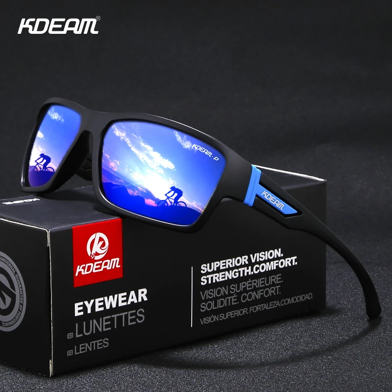 Classic Sport Sunglasses Polarized Men Rectangle Mirror Shades KDEAM Retro Cool Brand Design Plastic Frame With Free Box | Аксессуары