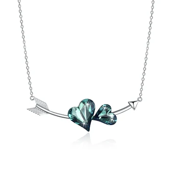 

Hemiston Thomas 925 Sterling SilverGreen Crystal Heart Cupid Sword Pendant Women Necklace, Bijoux Jewelry for Women Men