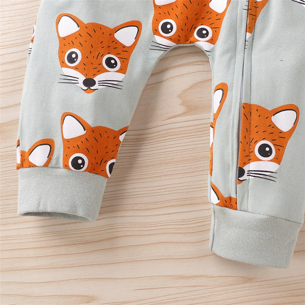 Fox Cartoon Jumpsuits For Kids Newborn Baby Boys Clothing Zipper Hooded Baby Girl Clothes Overalls Long Sleeve Infant Outfits baby clothes cheap