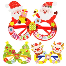 Juego de 4 unids/set de gafas de Navidad de dibujos animados para niños, juguetes de fiesta de Papá Noel, muñeco de nieve, árbol de Navidad, hecho a mano para guardería juguete, decoraciones para niños