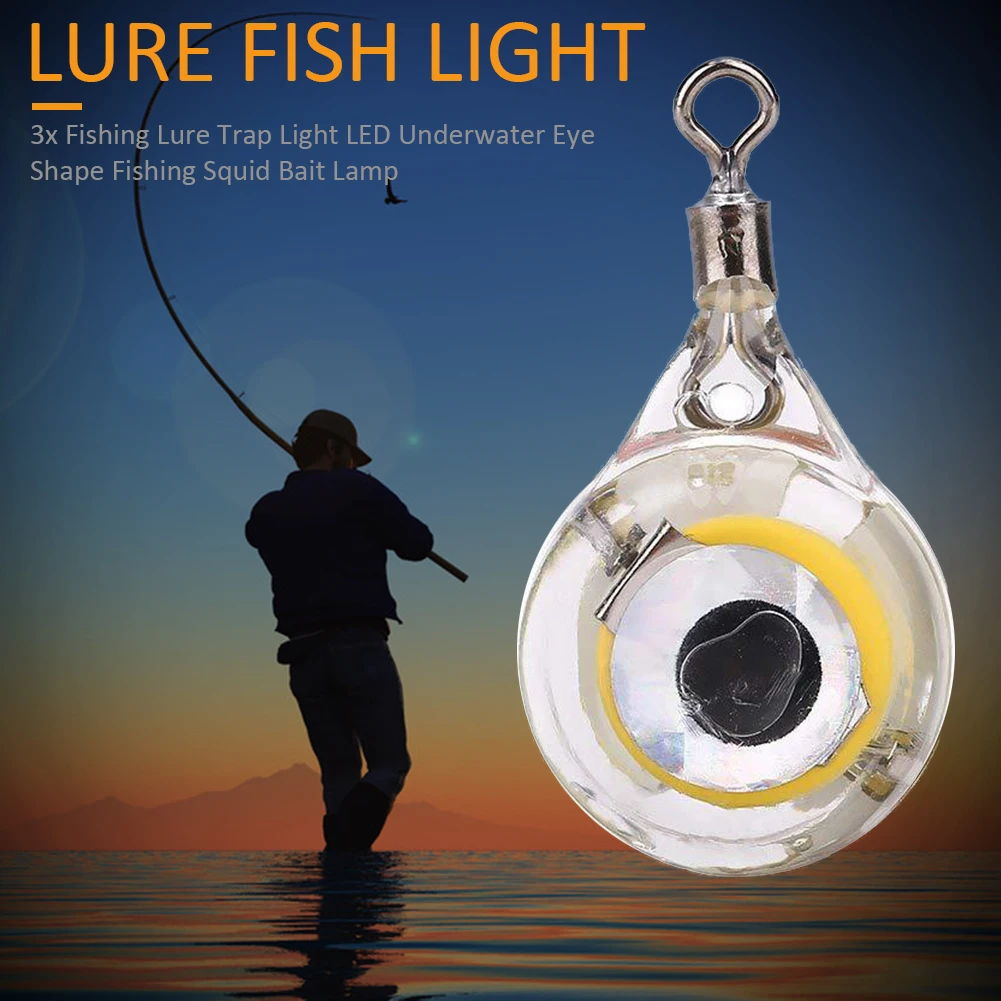 3Pcs LED Fishing Lures Eye Shape Fishing Lure Trap Light Mini LED