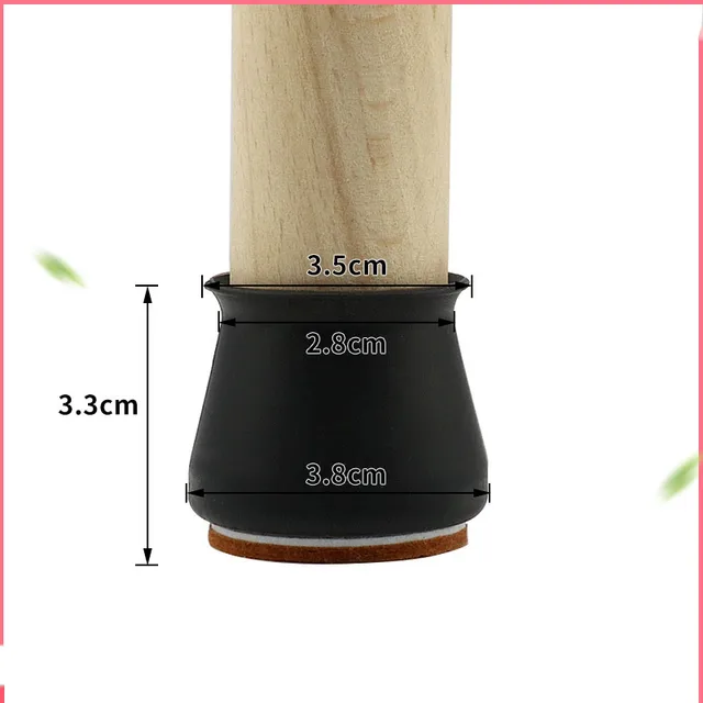 24pcs Silicon Chair Leg Covers Felt Bottom Soft Silicone Furniture Foot Protector Pads Anti-slip Table Legs Floor Protection Mat Black 24pcs