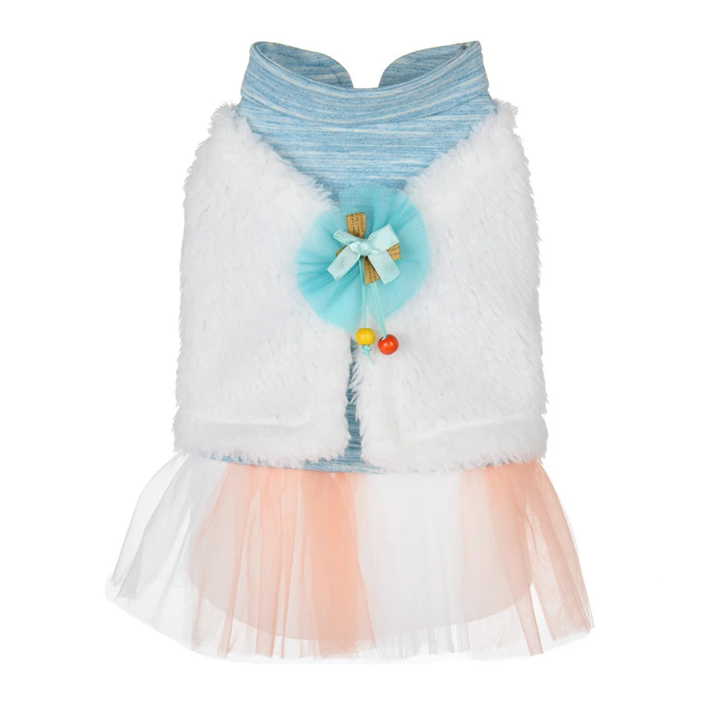 Зимняя мягкая кружевная юбка с галстуком-бабочкой для питомца собак, щенков, одежда для вечеринки, костюм, элегантная благородная Одежда для собак, теплая одежда