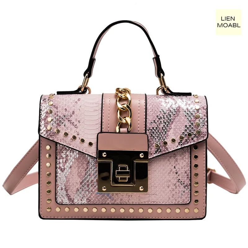 

Designer brand sequin bag female temperament bag new snakeskin pattern wild one-shoulder slung fashion portable small square bag