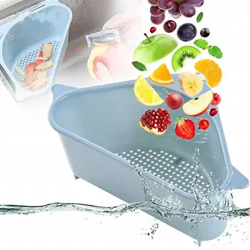 

Kitchen Triangular Sink Strainer Drainer Basket Vegetable Fruit Drain Suction Cup Sponge Rack Storage ToolSink Filter Shelf