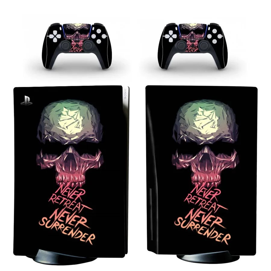 Skull Style PS5 Disc Edition Skin Sticker for Playstation 5 CD-Rom Version Console & 2 Controllers Decal Vinyl Protective Skins 