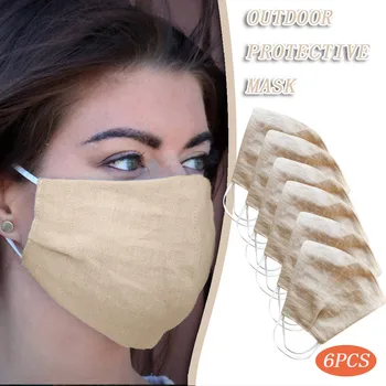 

6pc Cotton Linen Skiing Bibs Adult Windproof Foggy Haze Reusable Protective Mask Masques Jy6