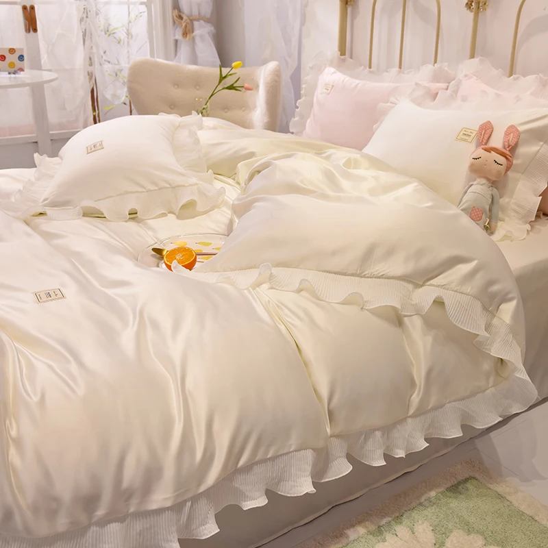 Details about   Summer four-piece naked sleeping ice silk sheets quilt cover pillowcase bedding 