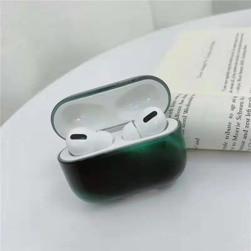 Чехол для наушников Airpods New Aurora Turquoise Pro3 с мраморным твердым корпусом Гладкий