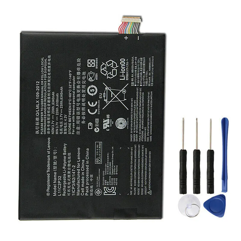 Замена батареи планшета L11C2P32 для lenovo IdeaTab S6000 A7600 B6000 6340mAh