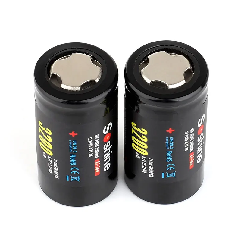 2xbattery 2 шт./лот,, Soshine, 3,7 в, 3200 мА/ч, 26500 аккумулятор, литий-ионная батарея - Цвет: 2xbattery