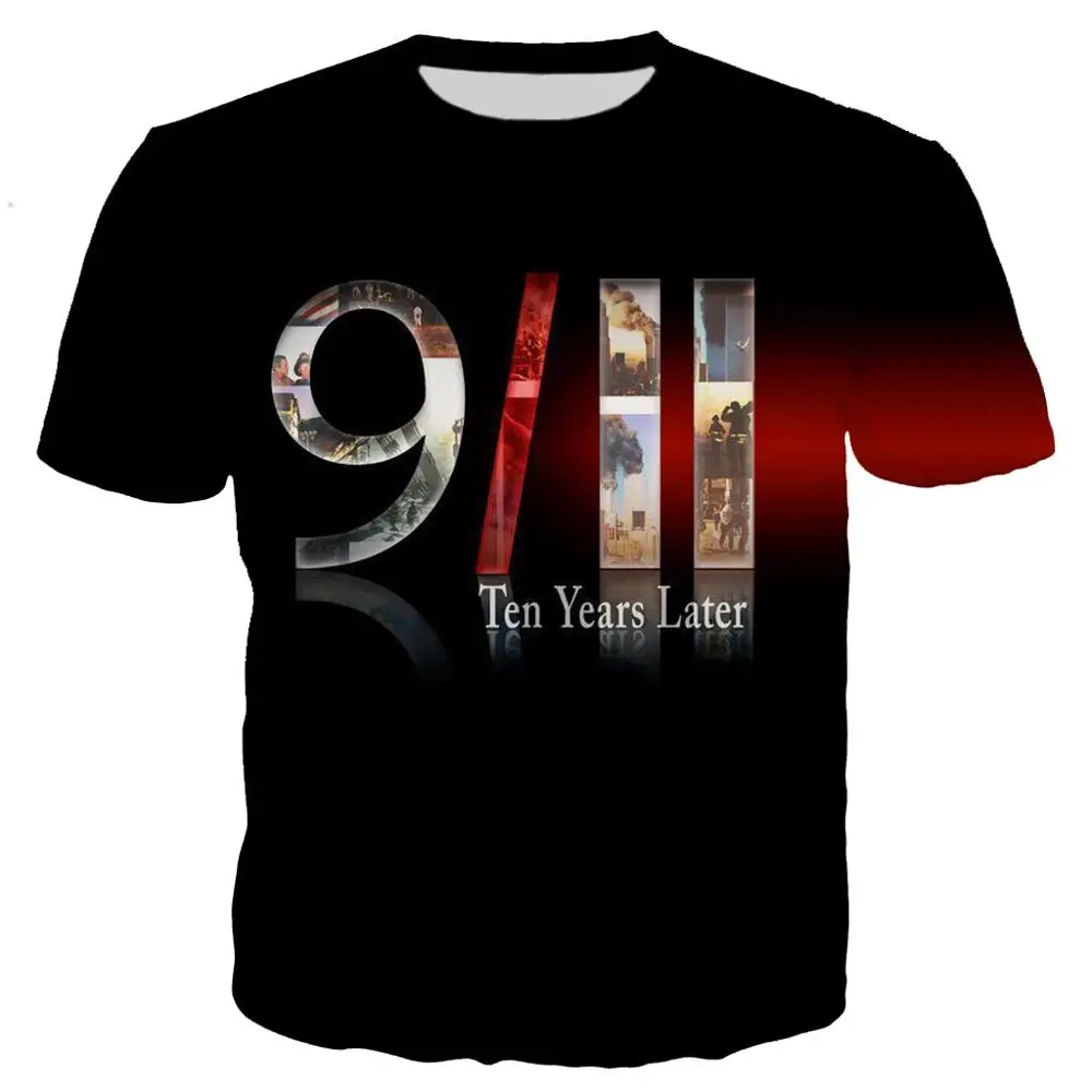 9/11 крутая футболка с 3D принтом в стиле Харадзюку