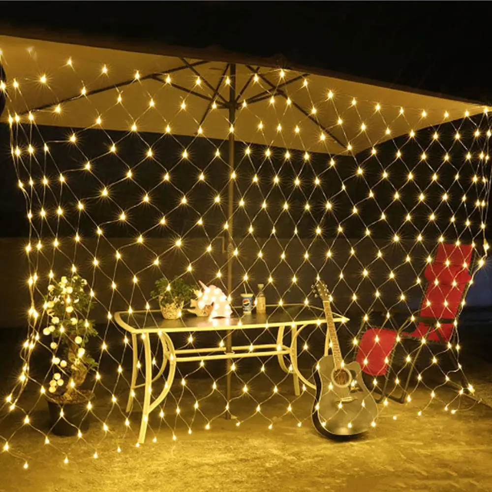 4mx6M 1.5MX1.5M 2x3M LED Outdoor Fishing Net Christmas Fairy Lights Festoon Garden Street Garland Curtain Wedding Tree Ramadan