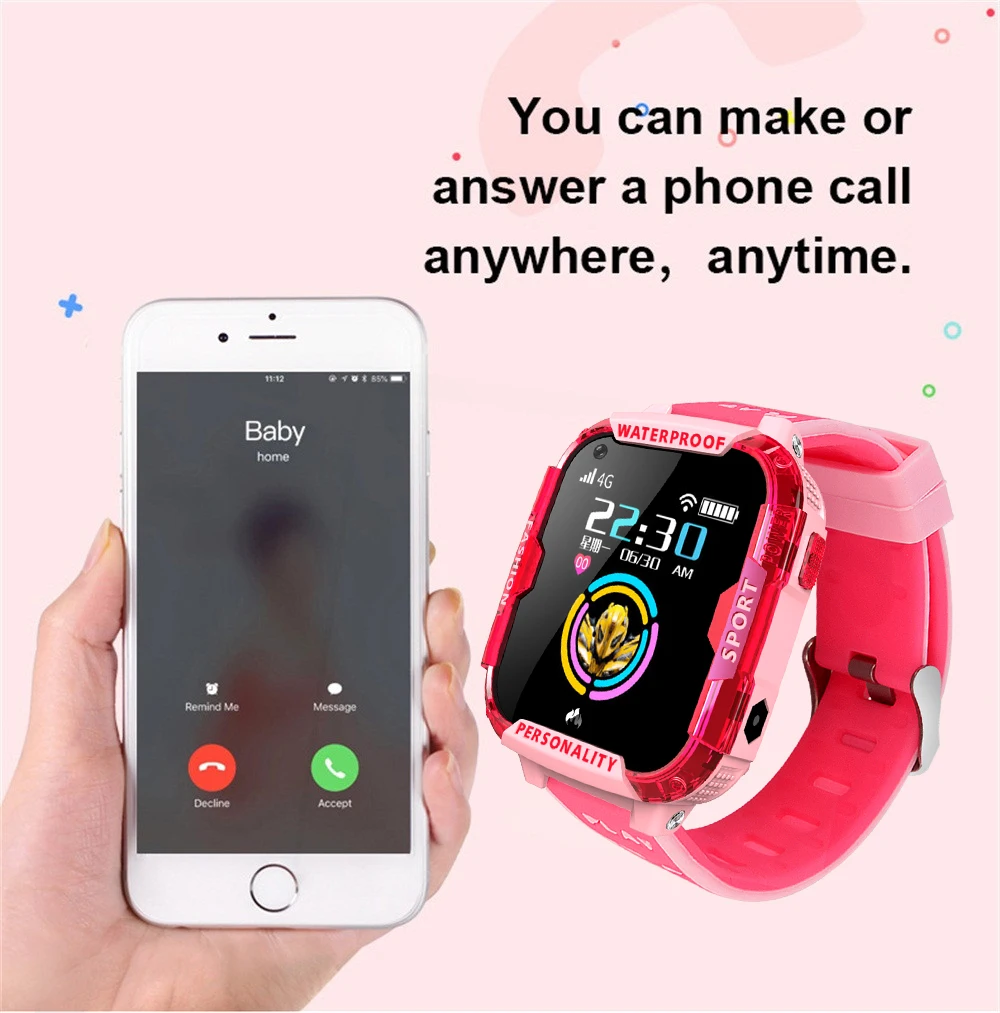 New Stylish blue smart watch for children kids Support 4Gsim card Link WIFI to make a video call GPS Tracker SOS Kid watch