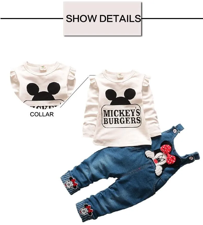 Комплекты одежды для детей весенне-осенний костюм с Микки Маусом для мальчиков хлопковый свитер с капюшоном, пальто, рубашки и штаны костюм из 3 предметов комплект одежды для девочек с Минни