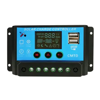 

20A LCD Display Auto Solar Charger Controller For 12V 24V LI-ION Lead Acid Battery Regulator Dual USB 5V Output