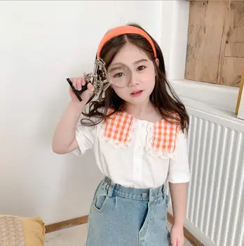 

2020 New Wholesale Baby Girls Patchwork Shirt Summer Kids Girls Blouse Children Clothing 2-8 Years