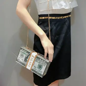 

Stack of Cash Crystals Women Money Evening Clutch Bags Diamond Wedding Dinner Purses and Handbags luxury women designer bags