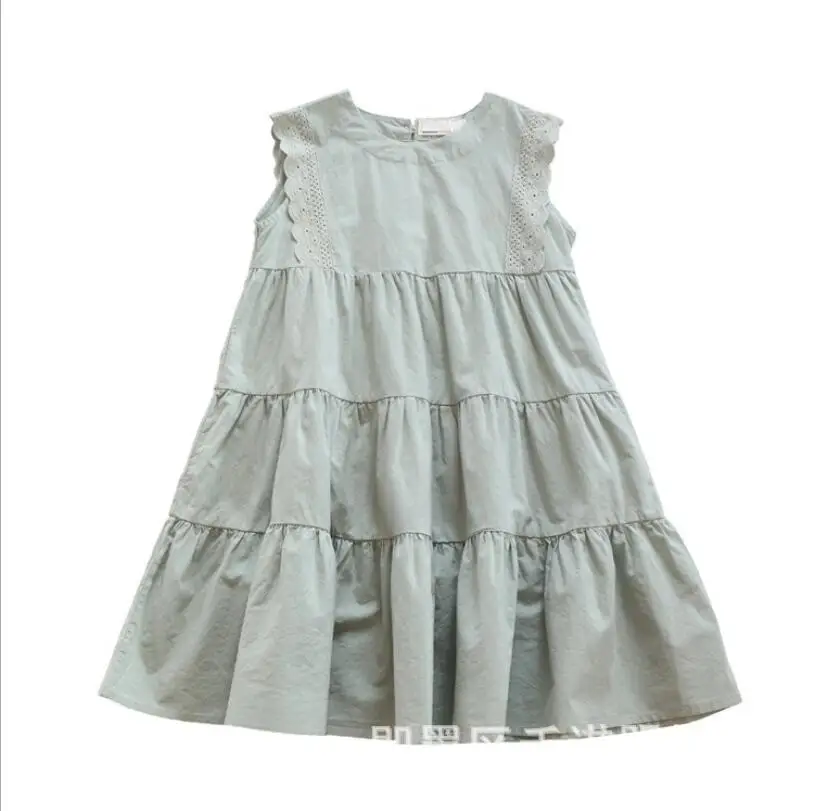 Кружевное хлопковое летнее платье-пачка для девочек; детское платье для девочек; коллекция года; летнее однотонное платье принцессы для маленьких девочек; детская одежда;