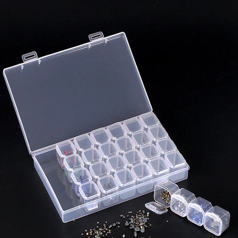 

28 Lattices Diamond Painting Box Dismountable Diamond Embroidery Accessories Cross Stitch Cases Storage Organizer Home Storage