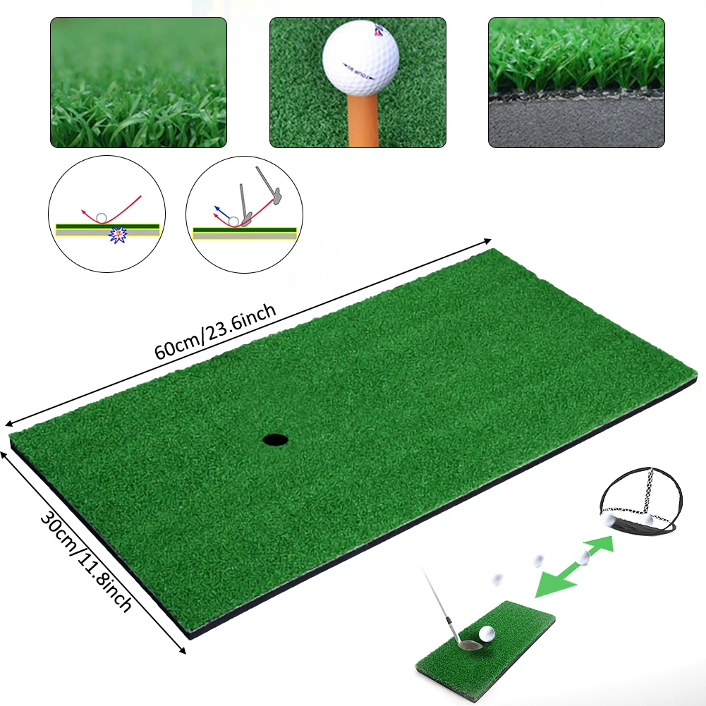 

Golf Practice Grass Mat Indoor Training Hitting Pad Backyard With Rubber Tee Outdoor Mini Golf Training Aids Accessories