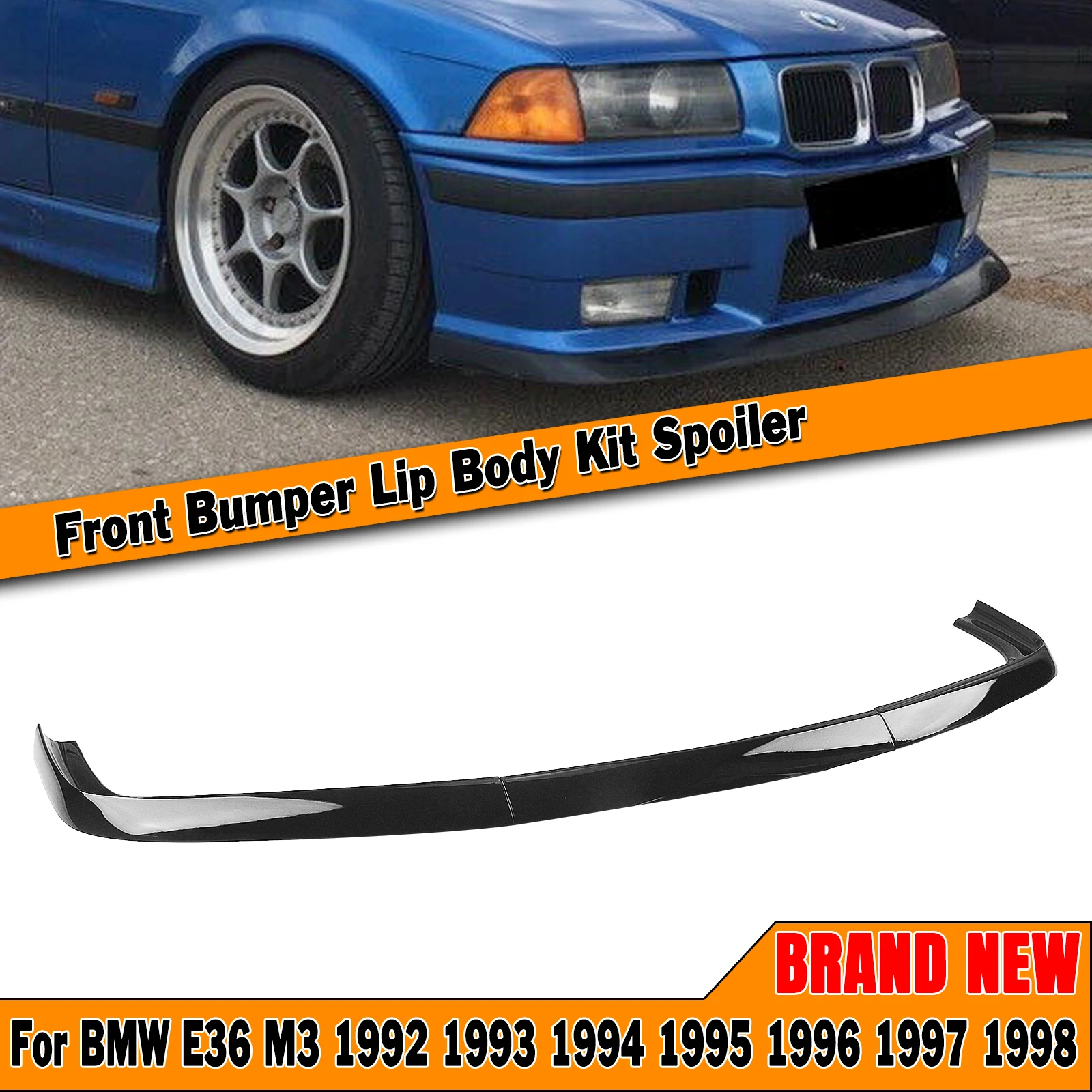 Front Spoiler Bumper Lip AC Style Fits For BMW E36 M3 1992-1998 Only Glossy Black Car Lower Body Kit Guard Plate Cover Splitter |