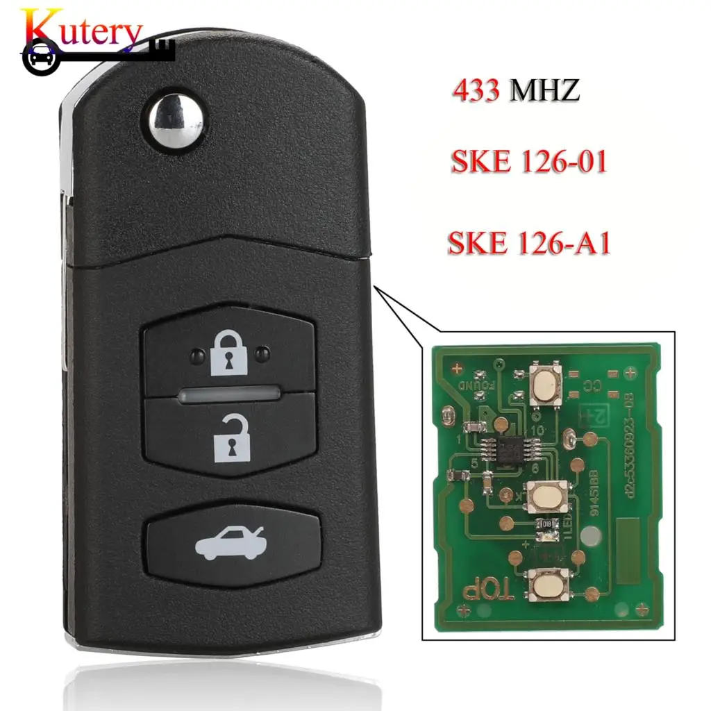 Car Remote Key For MAZDA 2 M2 3 M3 5 M5 6 M6 8 M8 SKE126-01/SKE126-A1 433Mhz 3 Buttons