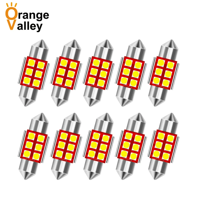 10 шт. гирлянда C5W светодиодная 31 36 39 41 мм C10W Светодиодная лампа 3030 6SMD для чтения