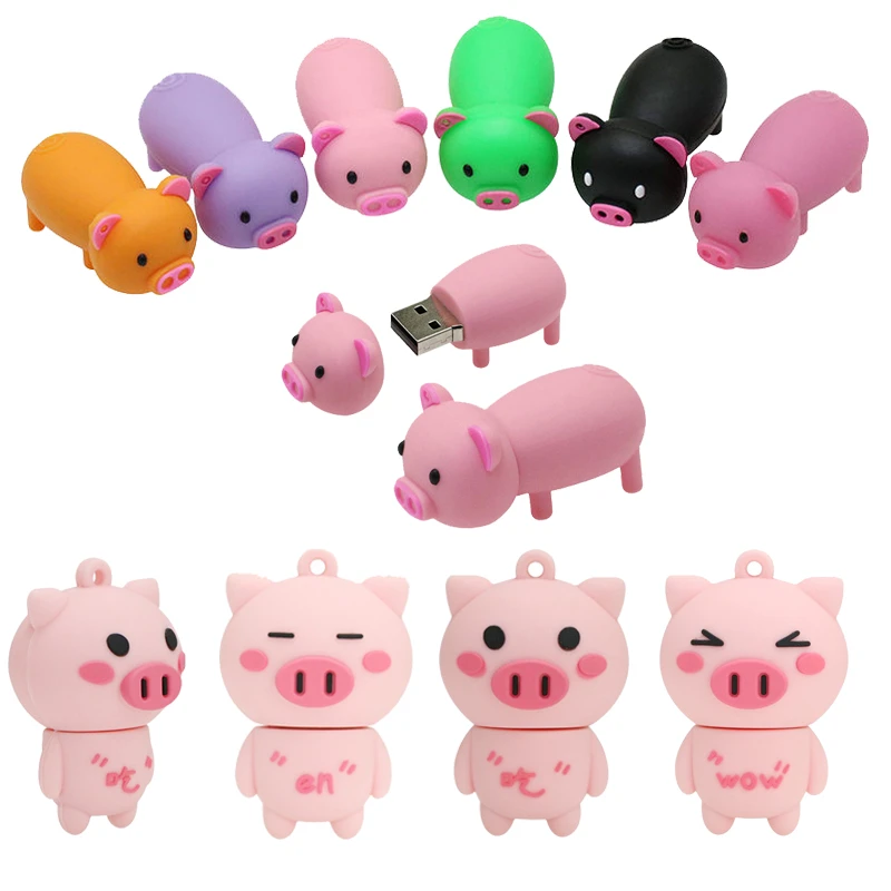 Cute Cartoon Little Pig USB Flash Drive 64GB 32GB 16GB 8GB High Speed Pen Drive Download Memory Stick USB 2.0 Disk Pendrive fastest flash drive