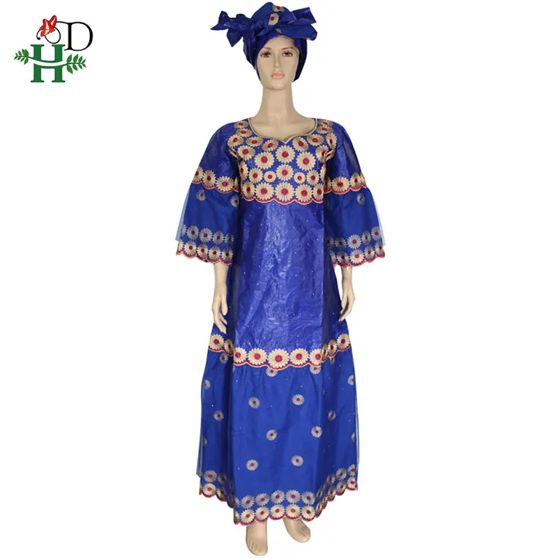 H& D африканские платья Женская одежда вышивка Базен riche Дашики платье Кружева Длинные платья Южная Африка женская одежда - Цвет: Синий
