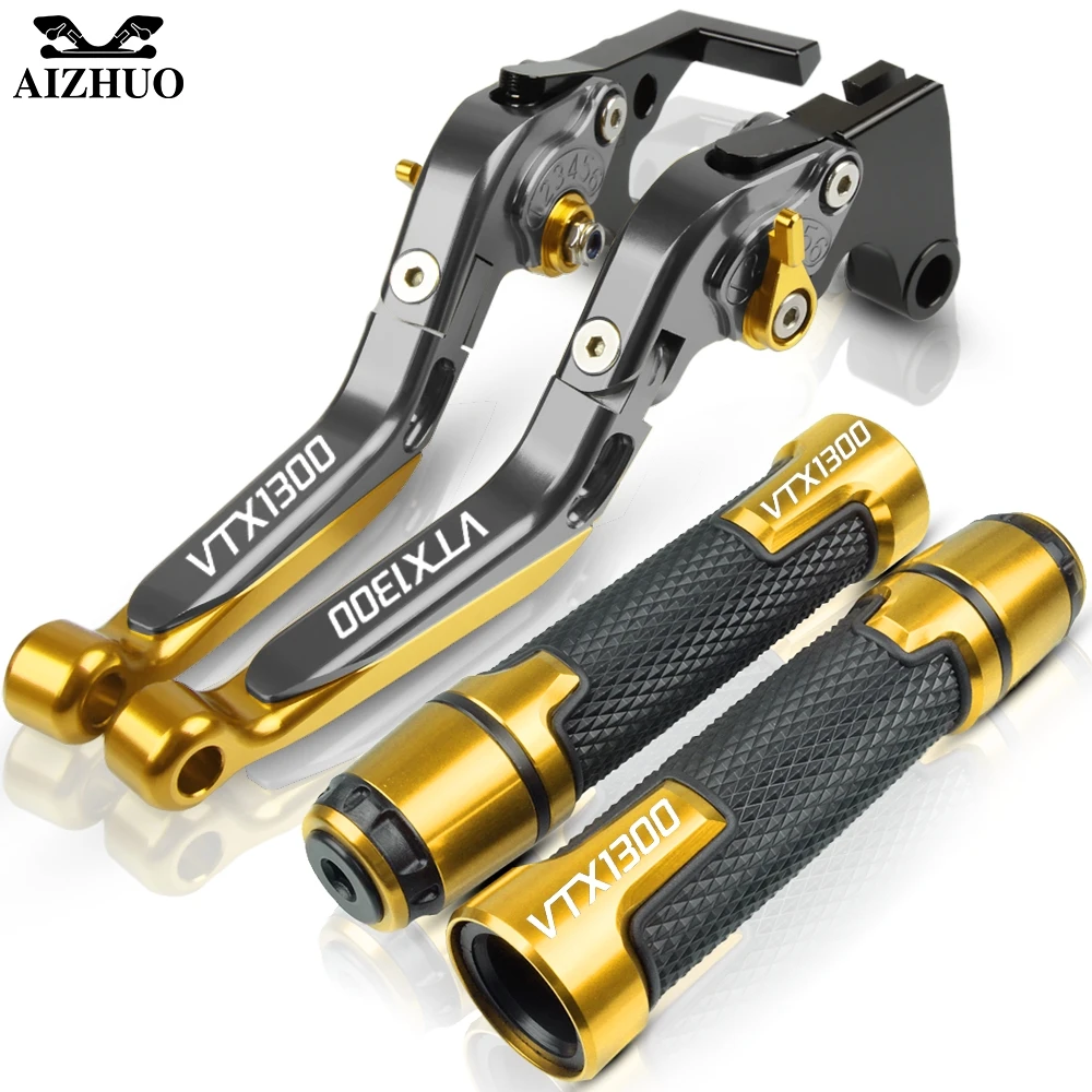 gold2 Тормозной рычаг сцепления CNC алюминиевые мотоциклетные ручки для HONDA VTX1300 VTX 1300 2003 2004 2005 2006 2007 2008 2009 2010 - Цвет: gold2