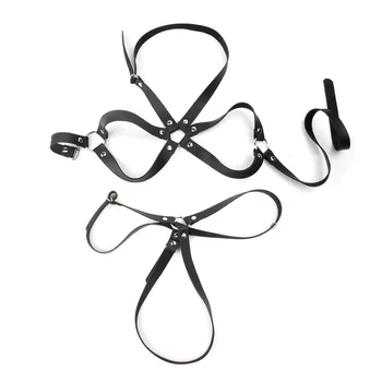 

Sexy Bra Body Bondage Leather Chastity Belt Garter Set Women Straps Bra Garter Belt Goth Harness Restraints Exotic Accessories