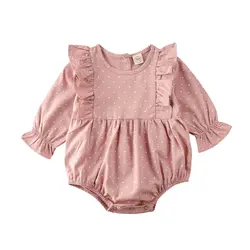 Vêtements pour bébés filles, combinaison en coton mélangé, barboteuse à manches longues, couleur unie, vêtements pour enfants, 0 24M, 1 pièce 