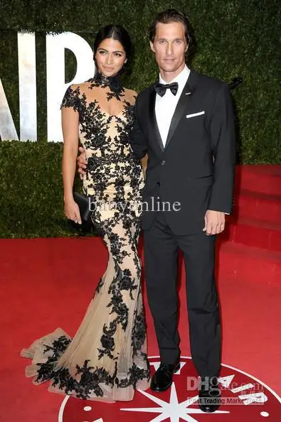 Vestido Custom Camila Alves, вечерние платья Oscar, Кружевная аппликация на воротник цвета шампанского, платье знаменитостей для матери невесты