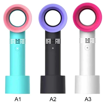 

USB Rechargeable Portable Handheld Desktop Bladeless Electric Fan 3 Gear Adjustable Summer Leafless Air Cooling Fan