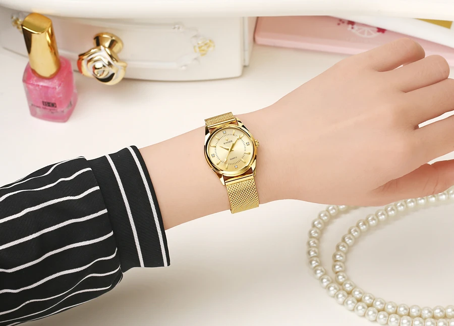 Reloj mujer WWOOR женский раскошный ремешок для часов Брендовые женские часы под платье стальной сетчатый ремешок повседневные часы из розового золота кварцевые наручные часы