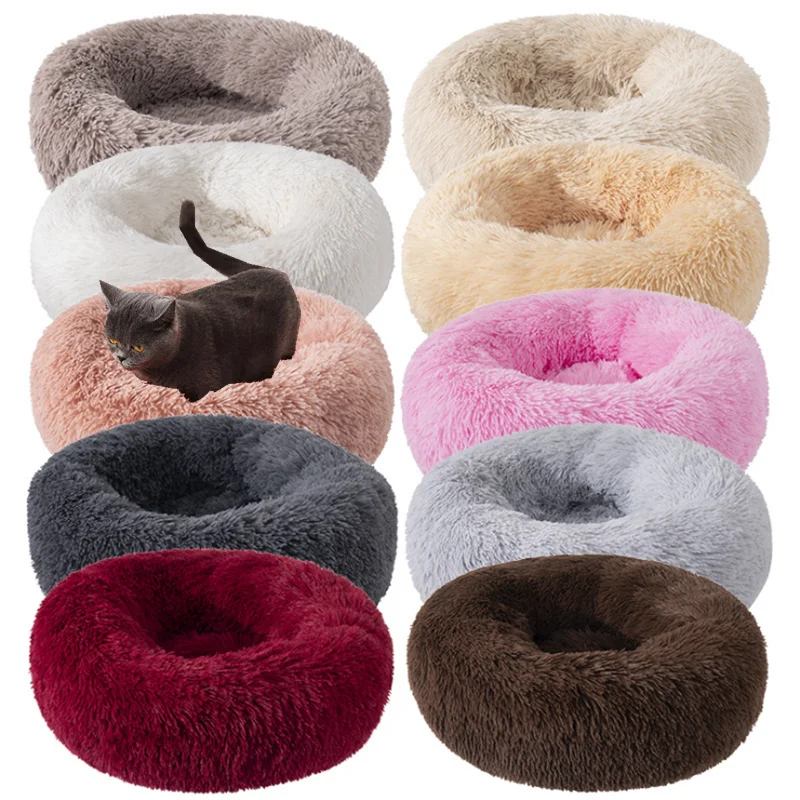 Tiempo cojín perro de peluche calmante cama mascota perrera Super suave y esponjoso cómodo para gran gato de Casa de perro cama