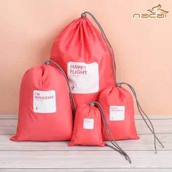 

Just Air Outdoor Travel Drawstring Top Storage Bag 4 Pieces in a Set Candy-Colored Clothes Organizing Folders Waterproof Lucky B