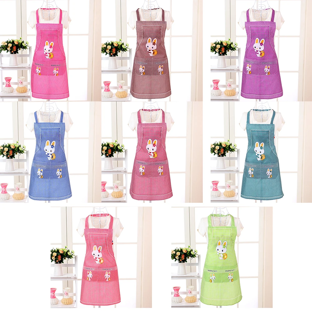 1PC Cooking Apron Cartoon Kitchen Rabbit Sleeveless Double Pocket Household Cleaning Aprons for Adults Women Lady Cloth Protect