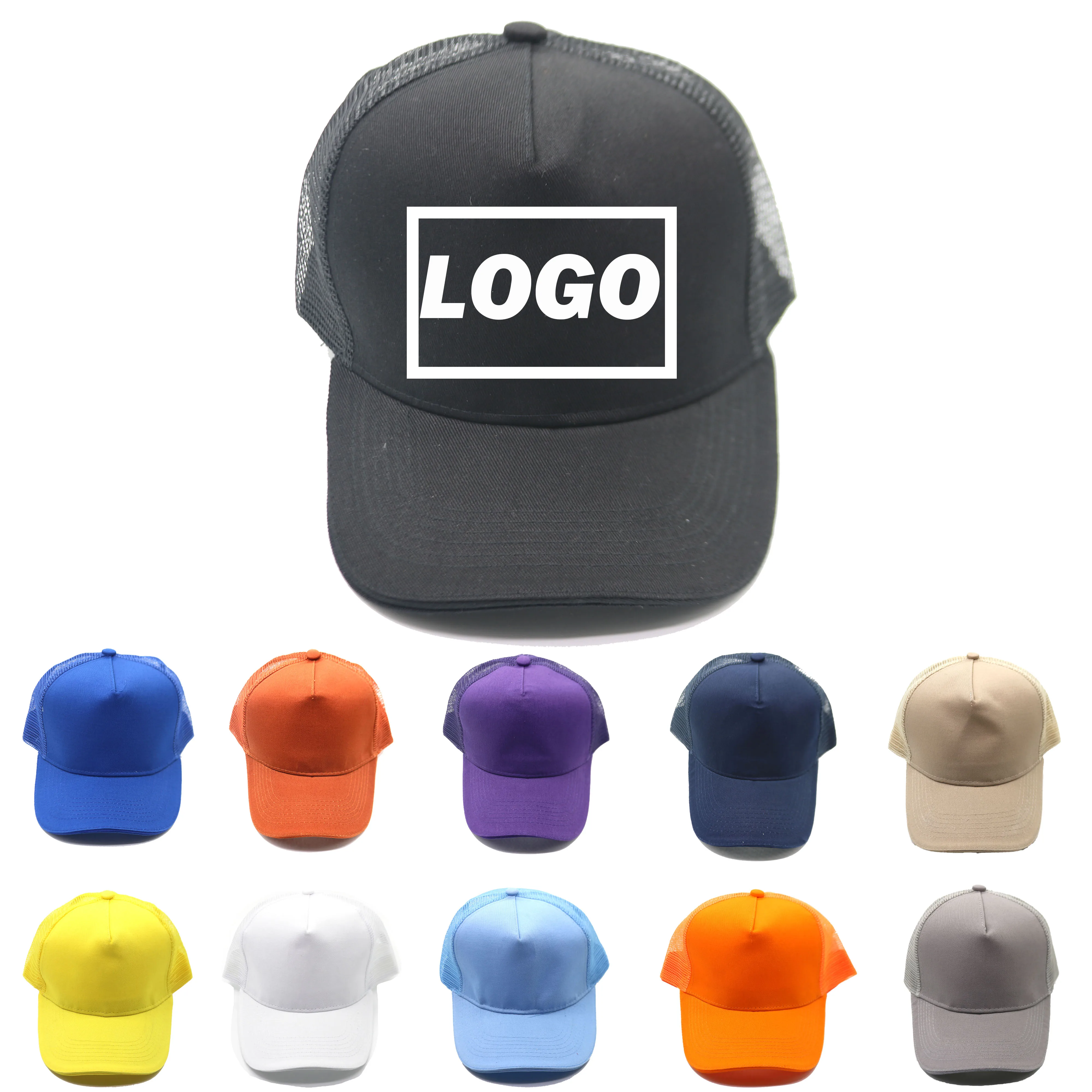 

1 Pcs Custom Logo Polyester Cotton Mesh Hats Printing Free Customize Design Adjustable Breathable Baseball Caps For Men Women