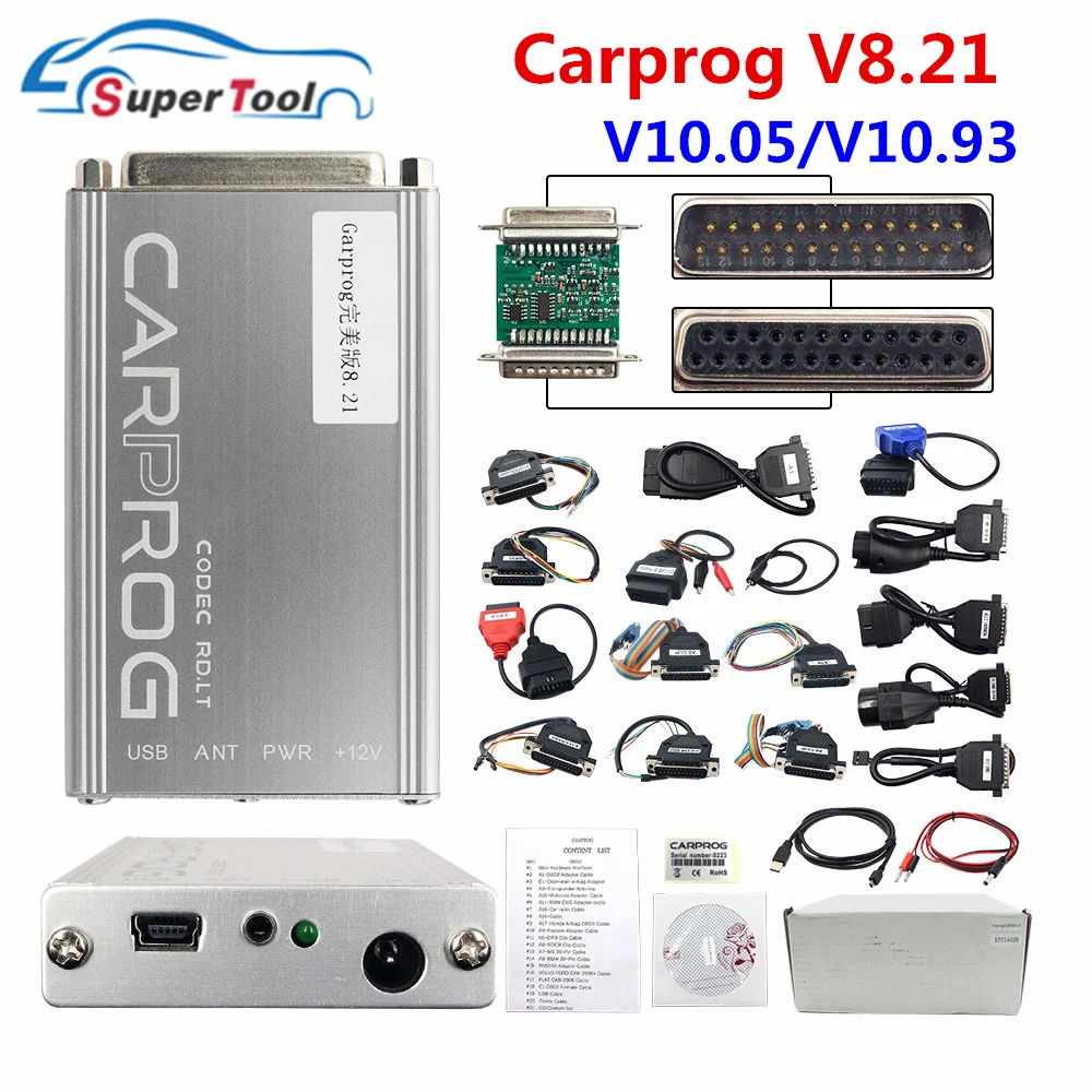 Carprog V10.93 V10.05 V8.21 Полный Адаптеры автомобиля Prog для подушки безопасности/радио/Dash/IMMO/ECU Авто Ремонт ECU чип тюнинг онлайн-программатор