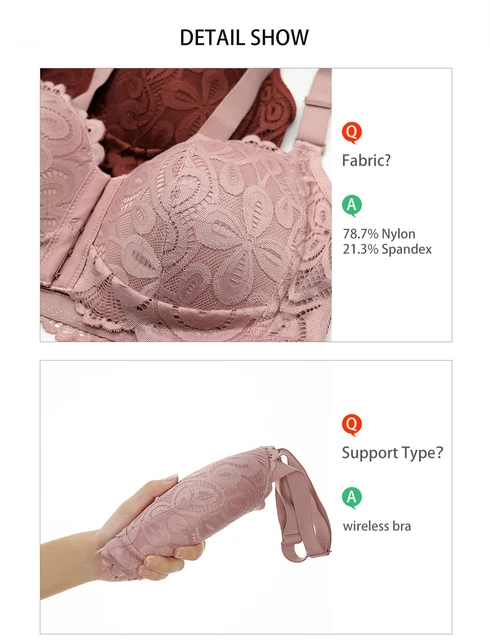 Pntutb Plus Size Clearance!Sexy Lace Wireless Front Closure Bras