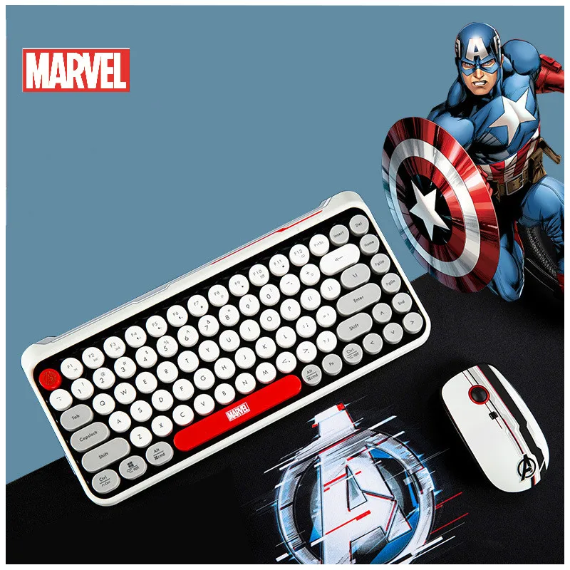 US $57.12 Disney Marvel wireless Bluetooth keyboard and mouse set mechanical touch tablet mini version lightweight mute