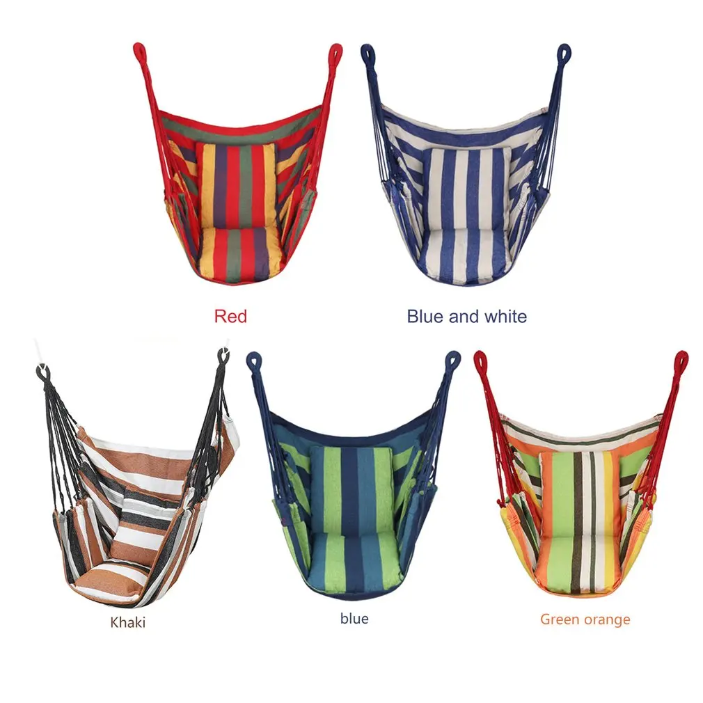 200KG Load Hanging Hammock Chair Canvas Rope Swing Bed Outside Beach Garden Camping Travel Home Leisure Hanging Hammock Chair