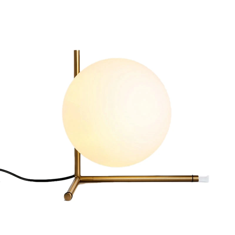 

Modern Nordic Glass Ball Gold Table Lamp E27 Bulb Home Guest Bedroom with EU Plug