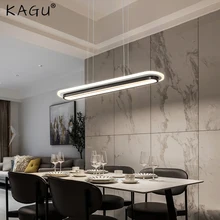

KAGU Black LED Chandelier Nordic Modern Long Ceiling Chandelier Used in Restaurant Bar Cafe Office Pendant Light