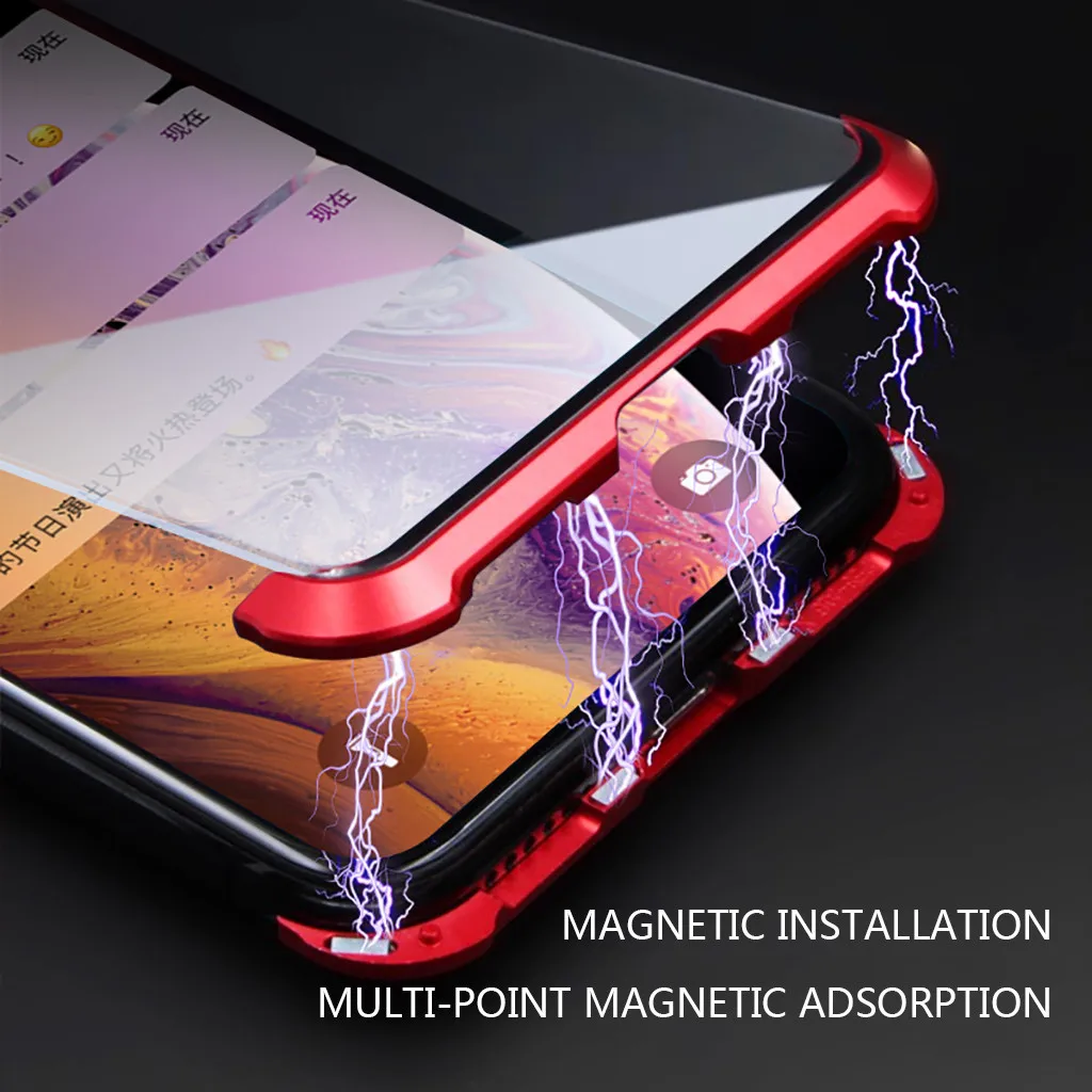 Luxury Hard Matte Cover For iPhone7P/8Plus Magnetic Adsorption & Clear Tempered Glass Back scratch-resistant Phone Case
