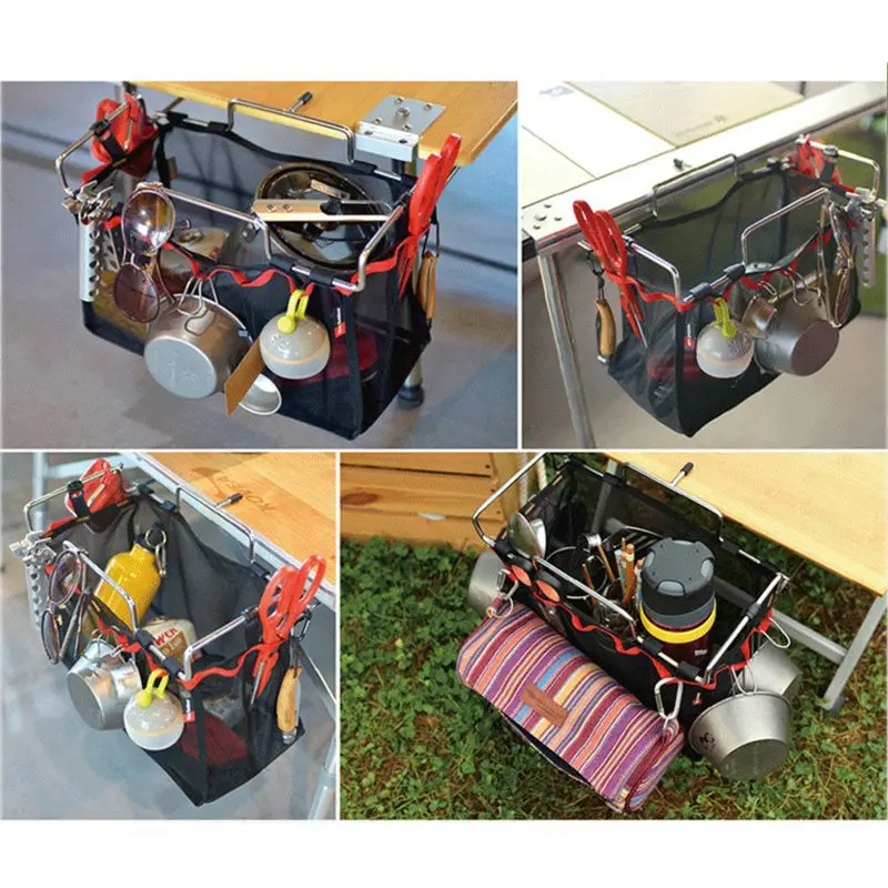 

Portable Barbecue Kit Bag Folding Table Multi-Function large capacity Hanging Storage Net Bag for Outdoor Camping Hiking Kitchen